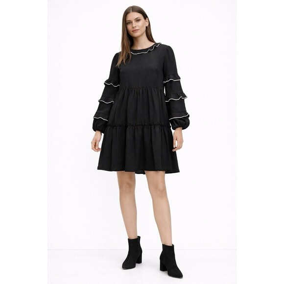 Who What Wear Dresses & Skirts - Black Tiered Ruffle Dress L Who What Wear Fairy Grunge Romantic Coastal Cowgirl
